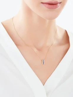 Złota zawieszka z szafirami syntetycznymi i cyrkoniami