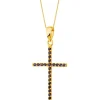 Złota zawieszka z szafirami syntetycznymi - krzyż