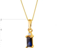 Złota zawieszka z szafirem syntetycznym i cyrkonią