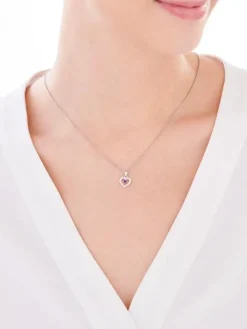 Złota zawieszka z szafirem syntetycznym i cyrkoniami - serce