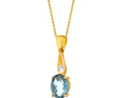 Złota zawieszka z topazem syntetycznym  i cyrkonią