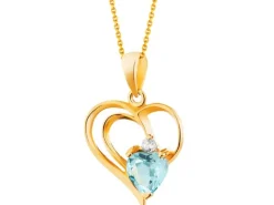Złota zawieszka z topazem i cyrkonią - serce