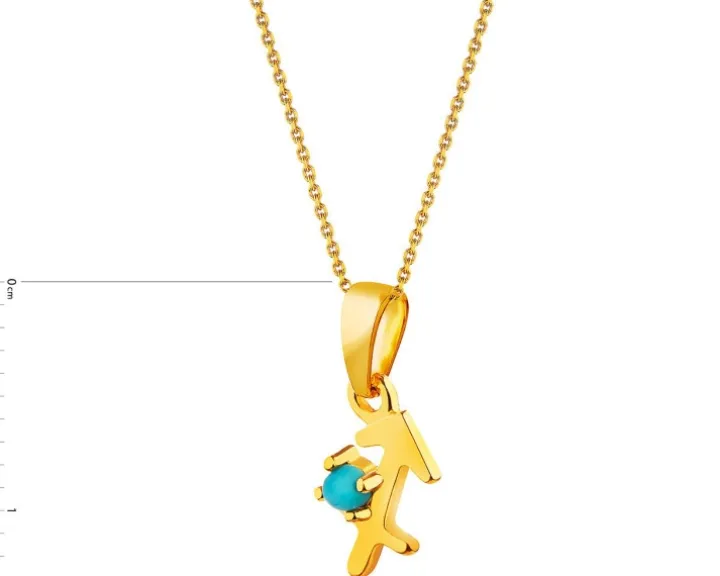 Złota zawieszka z turkusem - Strzelec