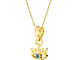 Złota zawieszka z turkusem syntetycznym - oko