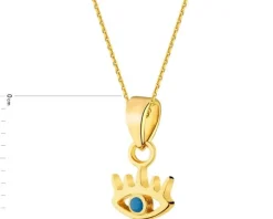 Złota zawieszka z turkusem syntetycznym - oko