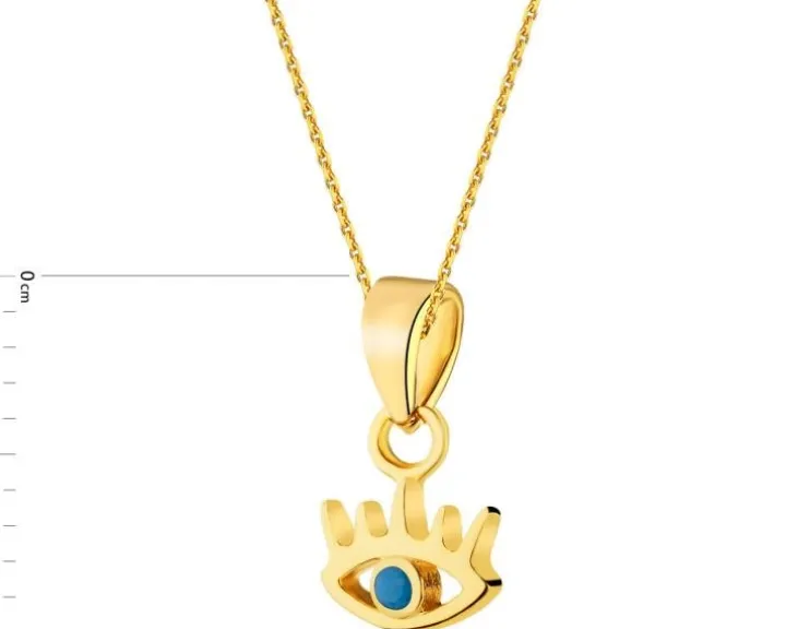 Złota zawieszka z turkusem syntetycznym - oko