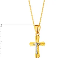 Złota zawieszka z wizerunkiem Chrystusa - krzyż