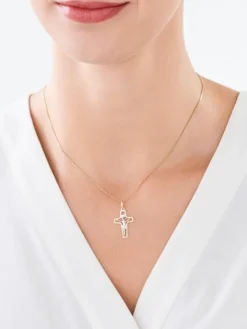 Złota zawieszka z wizerunkiem Chrystusa - krzyż