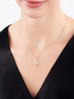 Złota zawieszka z wizerunkiem Chrystusa - krzyż