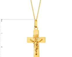 Złota zawieszka z wizerunkiem Chrystusa - krzyż