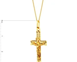 Złota zawieszka z wizerunkiem Chrystusa - krzyż