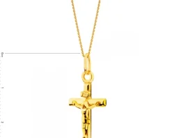 Złota zawieszka z wizerunkiem Chrystusa - krzyż