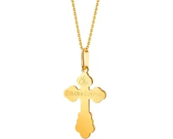 Złota zawieszka z wizerunkiem Chrystusa - krzyż