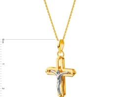 Złota zawieszka z wizerunkiem Chrystusa - krzyż