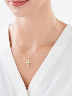 Złota zawieszka z wizerunkiem Chrystusa - krzyż