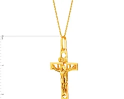 Złota zawieszka z wizerunkiem Chrystusa - krzyż