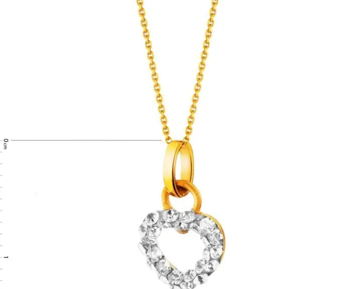 Złota zawieszka ze szkłem szlifowanym - serce