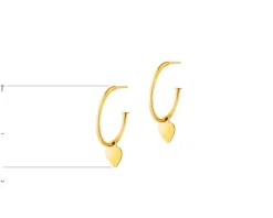 Złote kolczyki - koła, 17 mm, serca