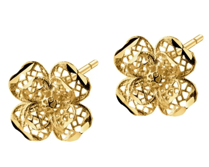 Złote kolczyki - kwiaty