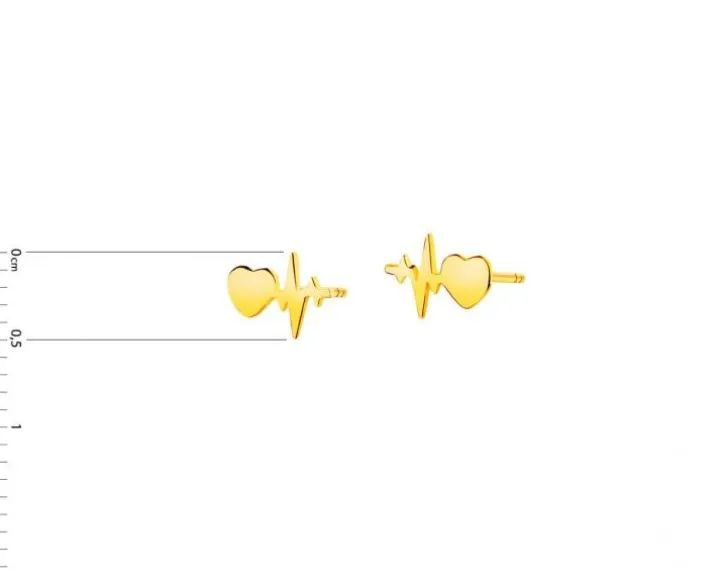 Złote kolczyki - serca, ekg serca