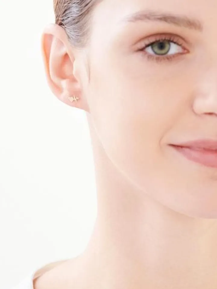 Złote kolczyki - serca, ekg serca