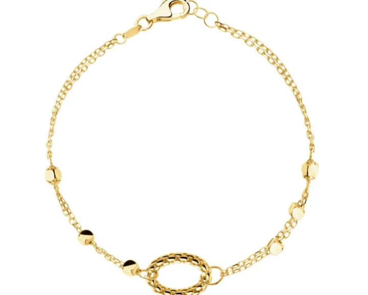 Złote kolczyki, bransoletka i naszyjnik - komplet