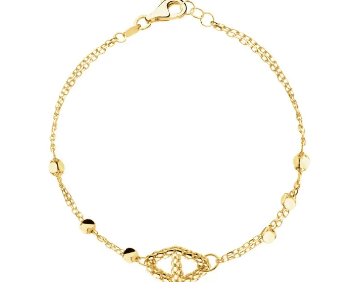 Złote kolczyki, bransoletka i naszyjnik - komplet