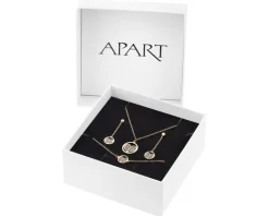 Złote kolczyki, bransoletka i naszyjnik z emalią - komplet - serca