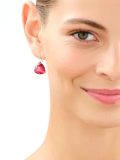 Złote kolczyki i zawieszka z kryształami syntetycznymi - komplet