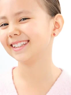 Złote kolczyki i zawieszka z emalią - komplet - biedronki