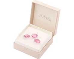 Złote kolczyki i zawieszka z kryształami syntetycznymi - komplet