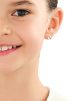 Złote kolczyki i zawieszka z emalią - komplet - gwiazdy, biedronki