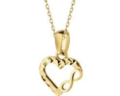 Złote kolczyki i zawieszka - komplet - serca, nieskończoności