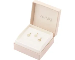 Złote kolczyki i zawieszka - komplet - drzewa