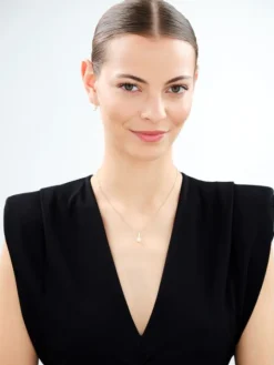 Złote kolczyki i zawieszka z perłami i cyrkoniami - komplet