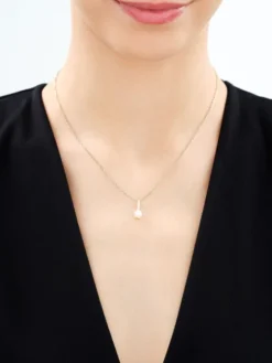 Złote kolczyki i zawieszka z perłami i cyrkoniami - komplet