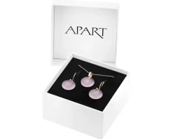 Złote kolczyki i zawieszka z kryształami syntetycznymi - komplet