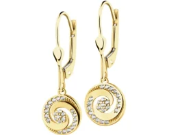 Złote kolczyki i zawieszka z cyrkoniami - komplet