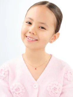 Złote kolczyki i zawieszka z emalią - komplet- biedronki