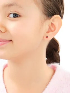 Złote kolczyki i zawieszka z emalią - komplet- biedronki