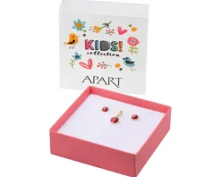 Złote kolczyki i zawieszka z emalią - komplet- biedronki