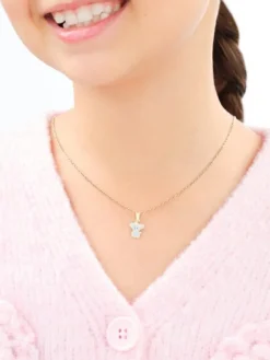 Złote kolczyki i zawieszka z emalią - komplet - misie koala