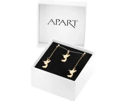 Złote kolczyki i zawieszka - komplet - kolibry