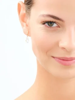 Złote kolczyki i zawieszka z kryształami syntetycznymi - komplet