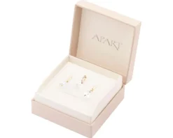 Złote kolczyki i zawieszka z kryształami syntetycznymi - komplet