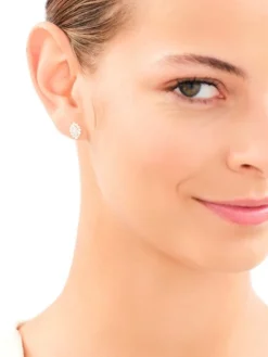 Złote kolczyki i zawieszka z cyrkoniami - komplet