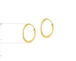 Złote kolczyki szarnir - koła, 12 mm