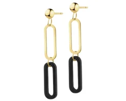 Złote kolczyki z agatami - paper clip