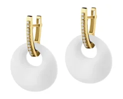Złote kolczyki z agatami i cyrkoniami