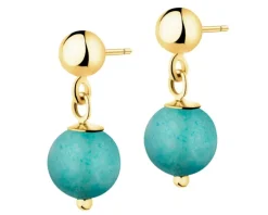 Złote kolczyki z chalcedonami - kulki